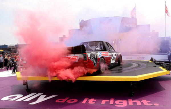 BROOKLYN, MICHIGAN - JUNE 08: A general view of the Ram announcement that its brand will return to NASCAR competition, scheduling a Craftsman Truck Series campaign beginning in 2026 on the midway prior to the NASCAR Cup Series FireKeepers Casino 400 at Michigan International Speedway on June 08, 2025 in Brooklyn, Michigan. (Photo by Meg Oliphant/Getty Images)