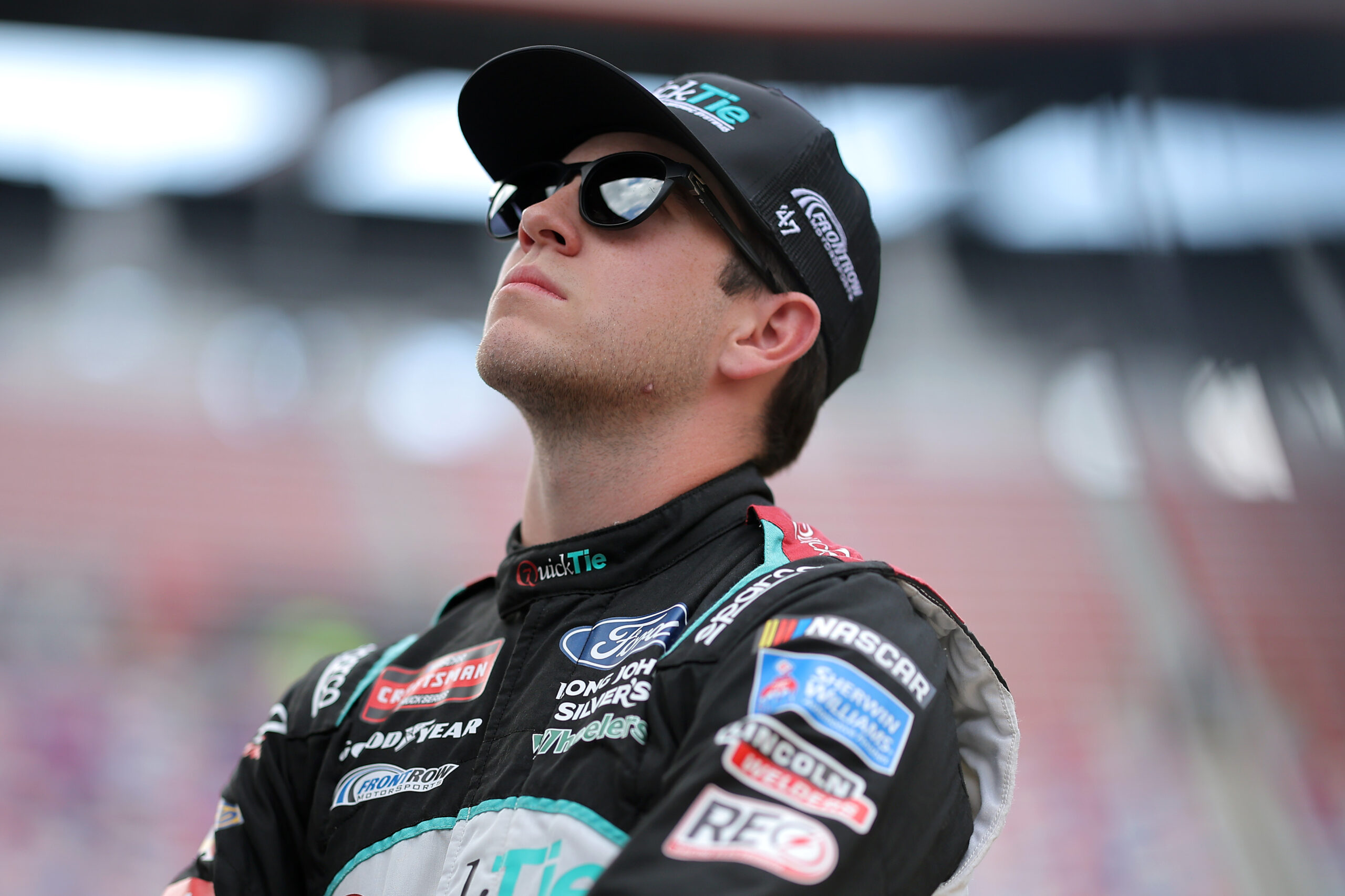 BRISTOL, TENNESSEE - SEPTEMBER 11: Chandler Smith, driver of the #38 QuickTie Ford, looks on during practice for the NASCAR Craftsman Truck Series UNOH 200 presented by Ohio Logistics at Bristol Motor Speedway on September 11, 2025 in Bristol, Tennessee. (Photo by Jonathan Bachman/Getty Images)