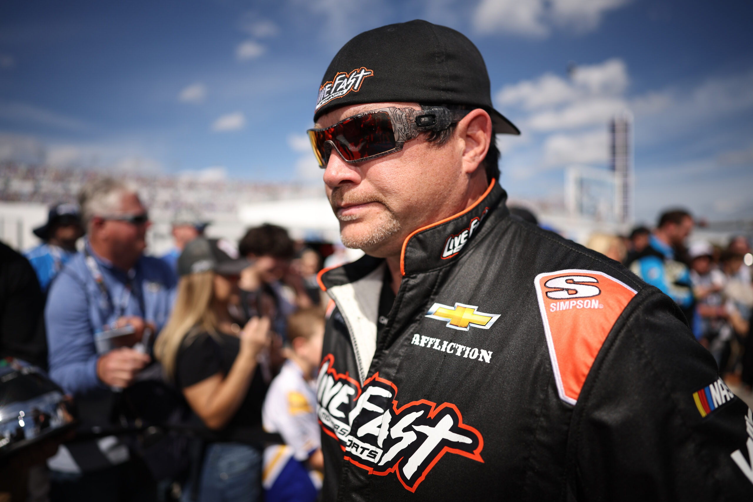 DAYTONA BEACH, FLORIDA - FEBRUARY 15: BJ McLeod, driver of the #78 Superior Logistics Chevrolet, walks the red carpet prior to the NASCAR Cup Series Daytona 500 at Daytona International Speedway on February 15, 2026 in Daytona Beach, Florida. (Photo by James Gilbert/Getty Images)