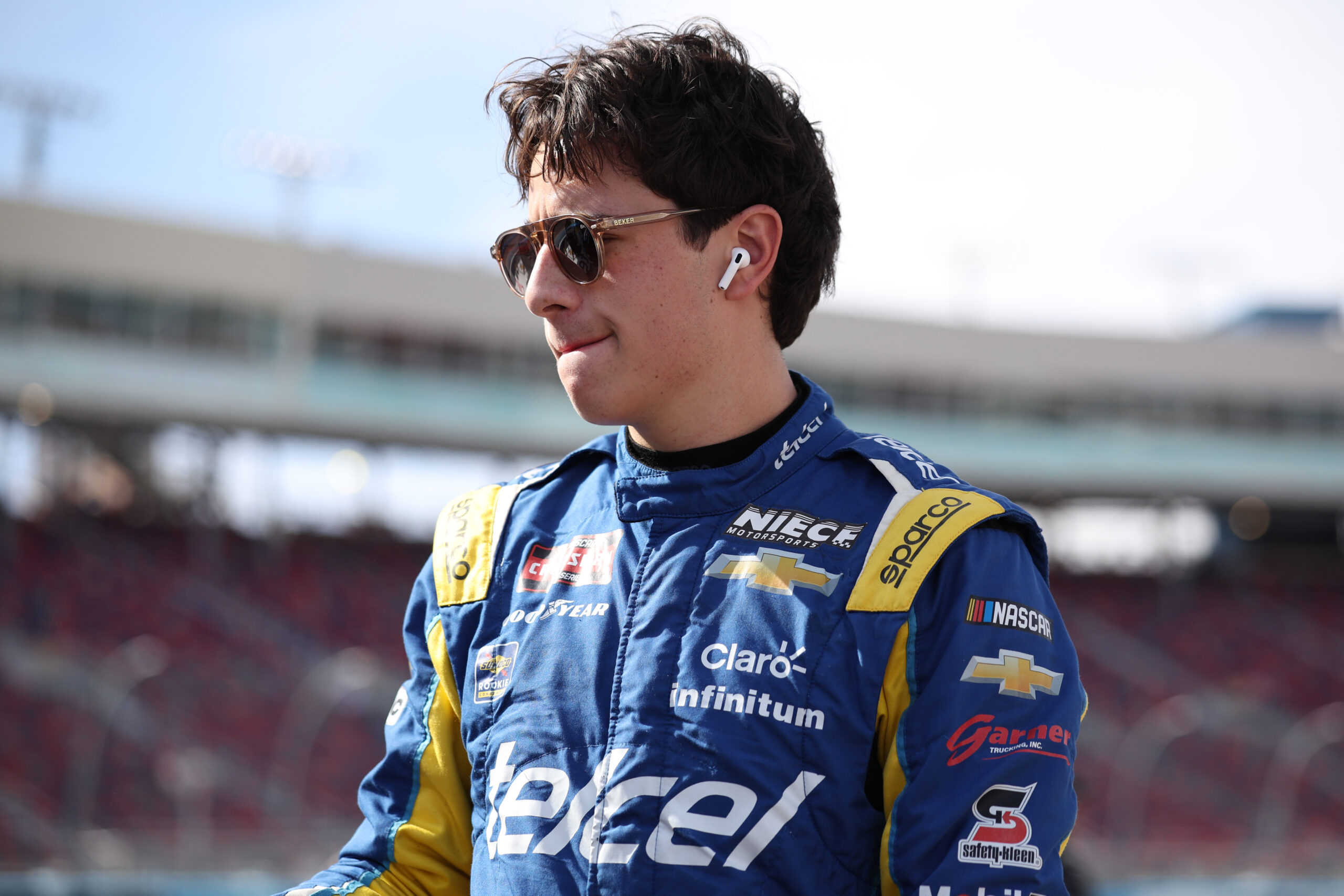 AVONDALE, ARIZONA - OCTOBER 31: Andres Perez De Lara, driver of the #44 Telcel Chevrolet, wotgduring qualifying for the NASCAR Craftsman Truck Series Championship at Phoenix Raceway on October 31, 2025 in Avondale, Arizona. (Photo by James Gilbert/Getty Images)