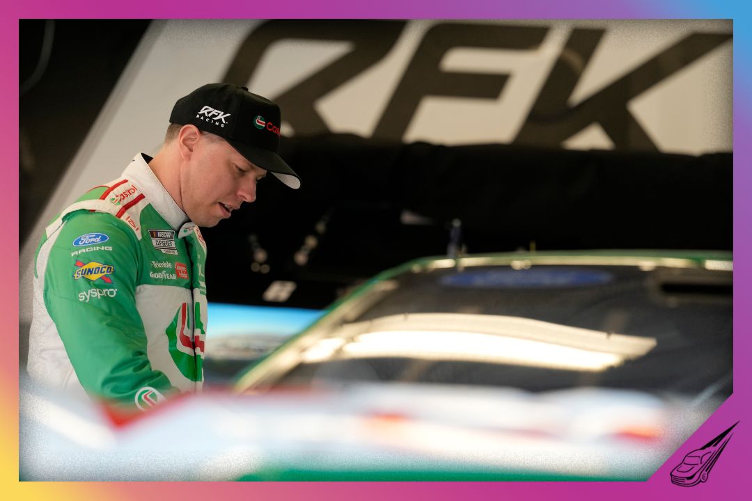 DAYTONA BEACH, FLORIDA - FEBRUARY 13: Brad Keselowski, driver of the #6 Castrol Ford, in the garage area during practice for the NASCAR Cup Series Daytona 500 at Daytona International Speedway on February 13, 2026 in Daytona Beach, Florida. (Photo by Patrick McDermott/Getty Images)