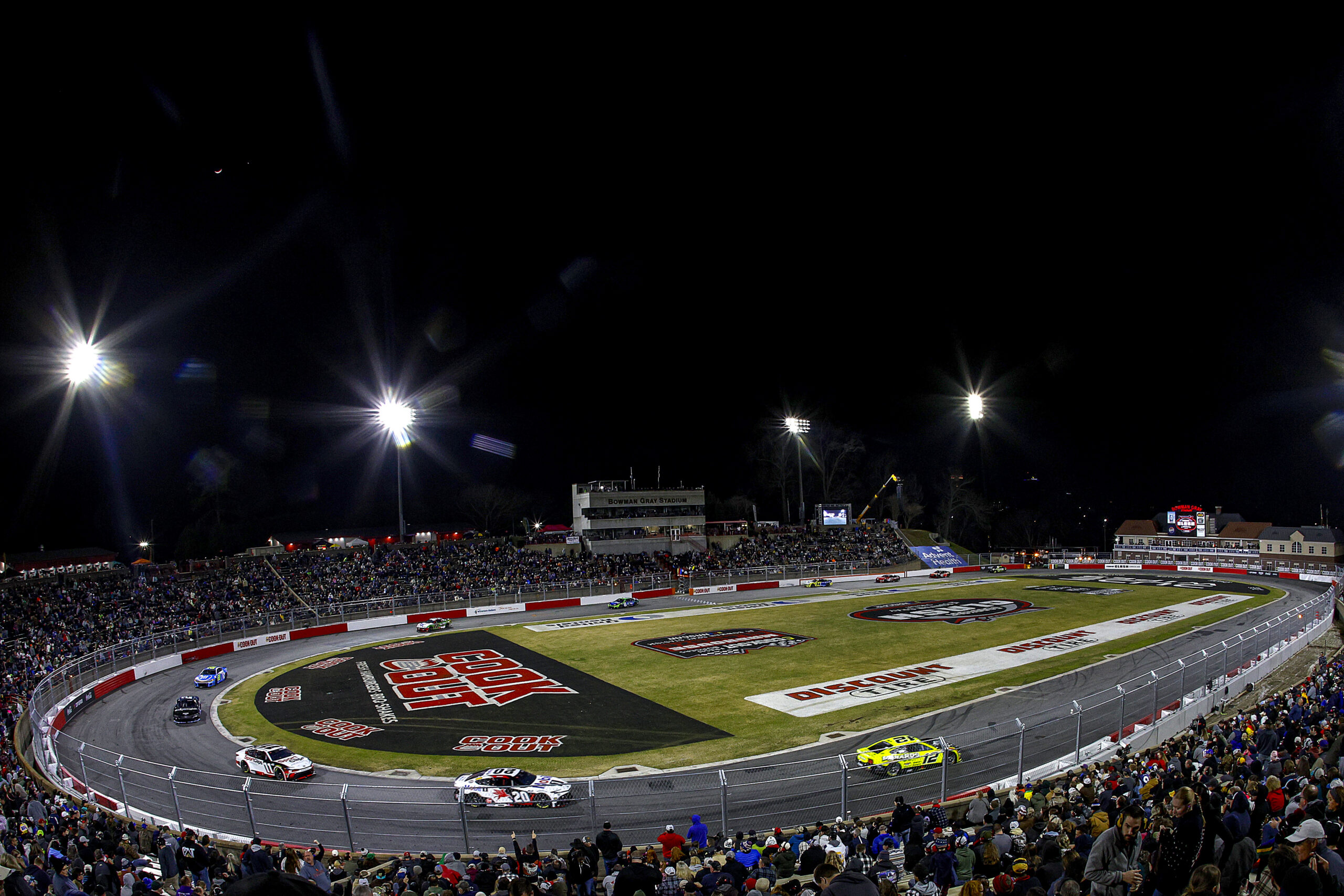 WINSTON SALEM, NORTH CAROLINA - FEBRUARY 01: A general view of cars during practice for the Cook Out Clash at Bowman Gray Stadium on February 01, 2025 in Winston Salem, North Carolina. (Photo by Sean Gardner/Getty Images)