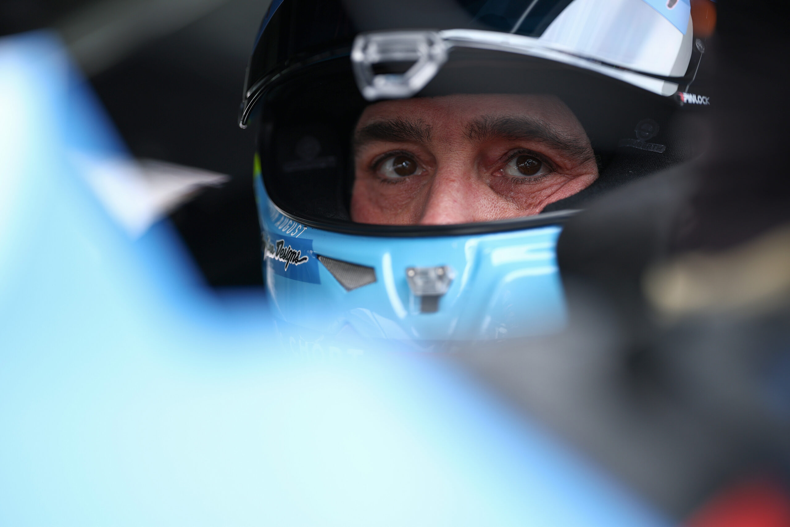 CONCORD, NORTH CAROLINA - MAY 24: Jimmie Johnson, driver of the #84 Carvana Toyota, looks on in his car during qualifying for the NASCAR Cup Series Coca-Cola 600 at Charlotte Motor Speedway on May 24, 2025 in Concord, North Carolina. (Photo by Jared C. Tilton/Getty Images)
