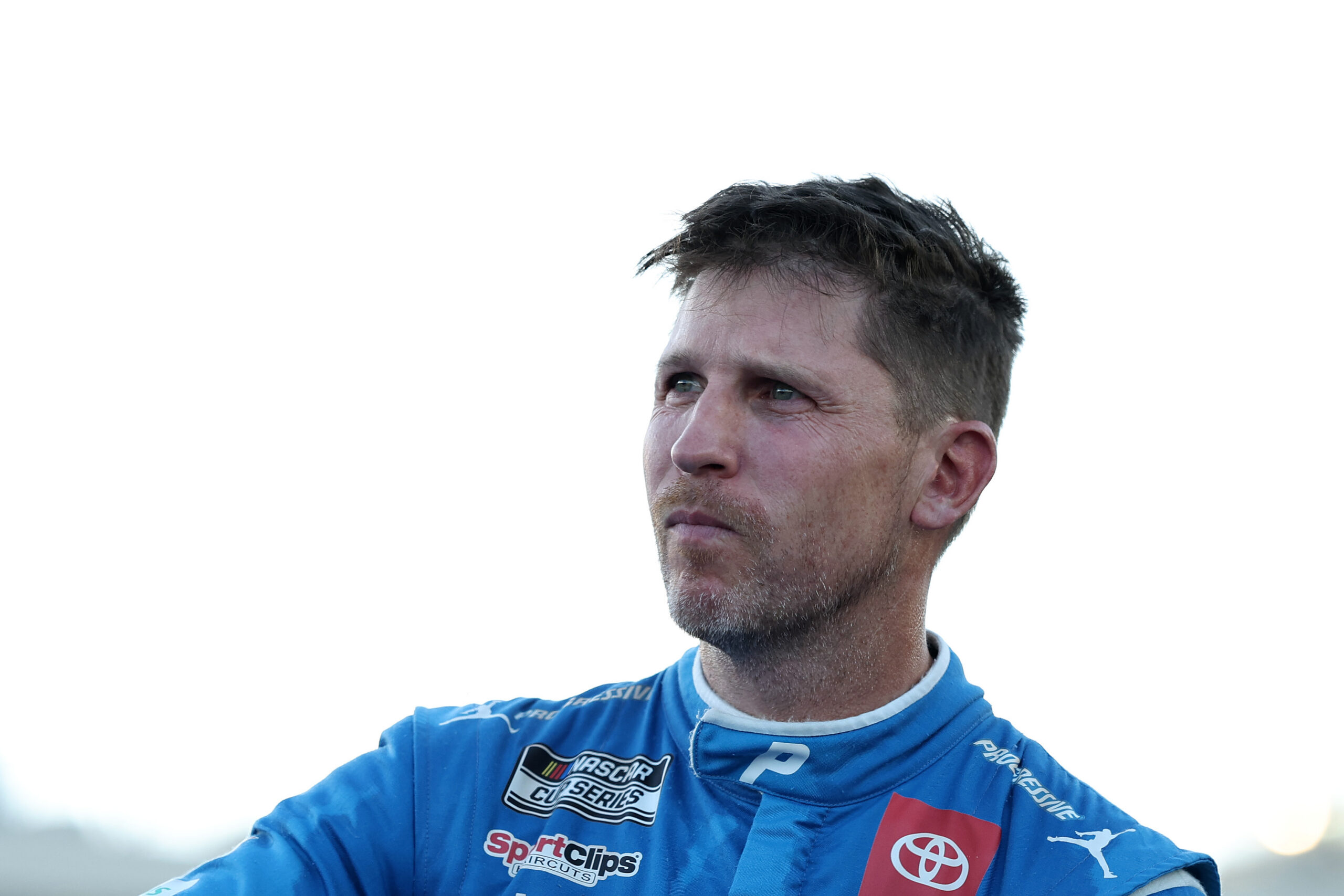 AVONDALE, ARIZONA - NOVEMBER 02: Denny Hamlin, driver of the #11 Progressive Toyota, reacts after the NASCAR Cup Series Championship at Phoenix Raceway on November 02, 2025 in Avondale, Arizona. (Photo by James Gilbert/Getty Images)
