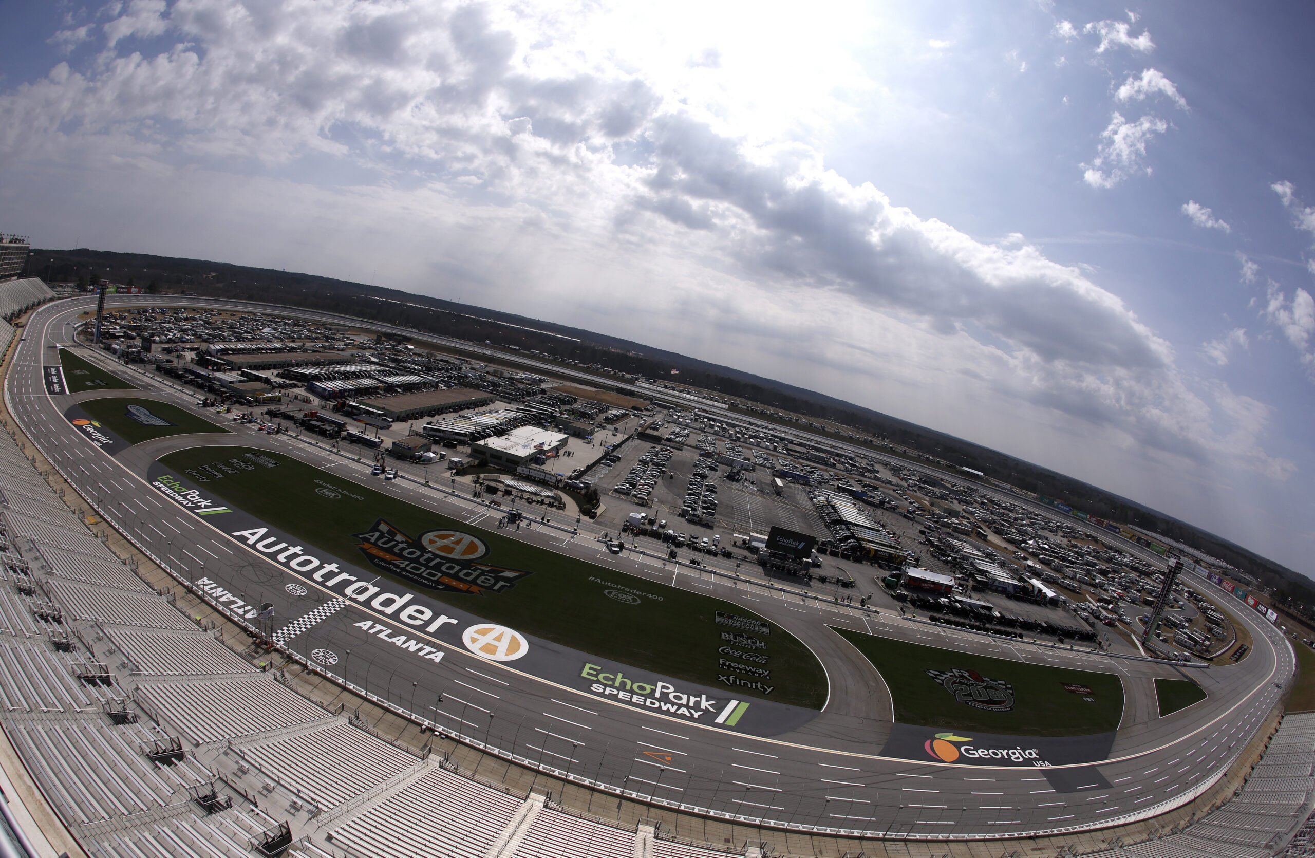 HAMPTON, GEORGIA - FEBRUARY 20: A general view of the Echo Park Speedway prior to qualifying for the NASCAR Craftsman Truck Series Fr8 Racing 208 on February 20, 2026 in Hampton, Georgia. (