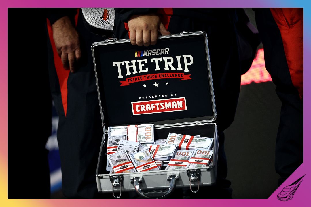 MARTINSVILLE, VIRGINIA - MARCH 28: A detail view of the Triple Truck Challenge briefcase of prop currency in victory lane after Daniel Hemric, driver of the #19 Gates Hydraulics Chevrolet, won the NASCAR Craftsman Truck Series Boys & Girls Club of the Blue Ridge 200 at Martinsville Speedway on March 28, 2025 in Martinsville, Virginia. (Photo by Jared C. Tilton/Getty Images)