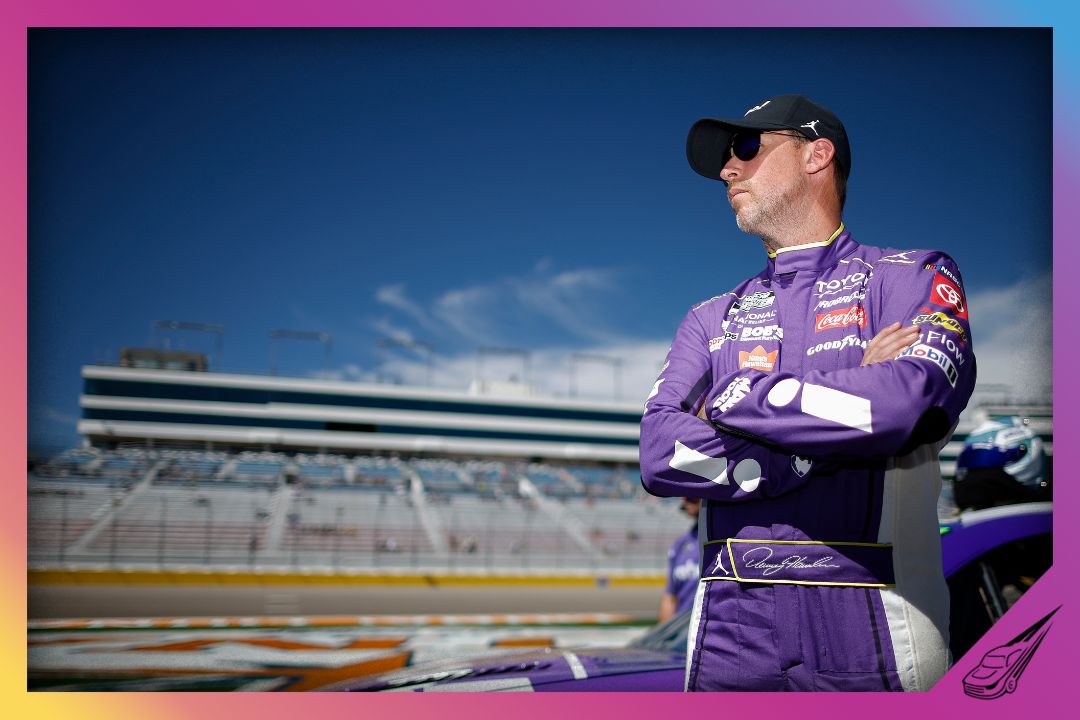 LAS VEGAS, NEVADA - MARCH 14: Denny Hamlin, driver of the #11 Yahoo! Toyota, looks on during qualifying for the NASCAR Cup Series Pennzoil 400 presented by Jiffy Lube at Las Vegas Motor Speedway on March 14, 2026 in Las Vegas, Nevada. (Photo by Sean Gardner/Getty Images)