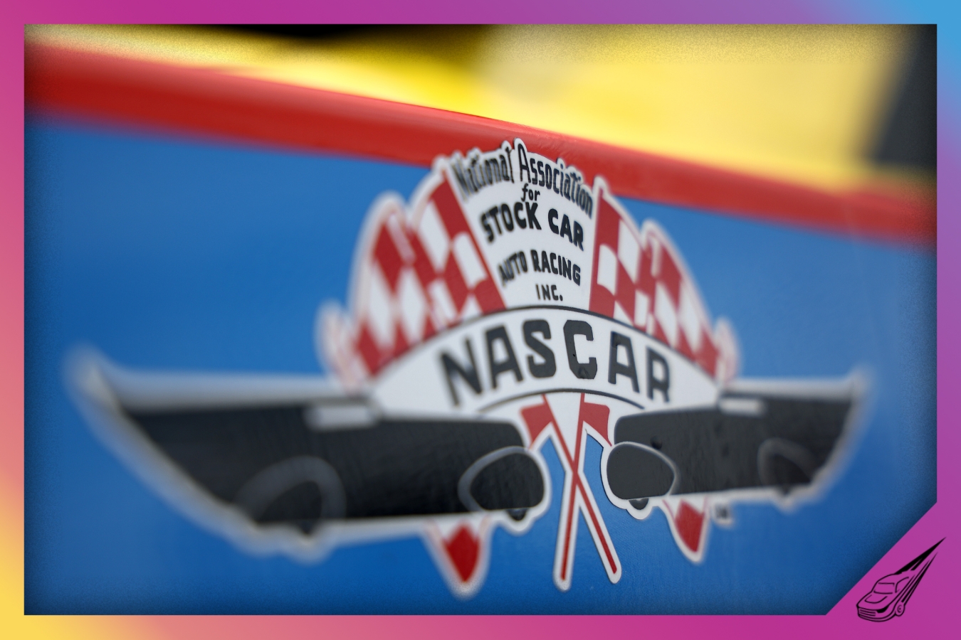 DARLINGTON, SOUTH CAROLINA - APRIL 06: A detail view of the throwback NASCAR logo on the #2 Freightliner Ford, driven by Austin Cindric on the grid prior to the NASCAR Cup Series Goodyear 400 at Darlington Raceway on April 06, 2025 in Darlington, South Carolina. (Photo by Jared C. Tilton/Getty Images)