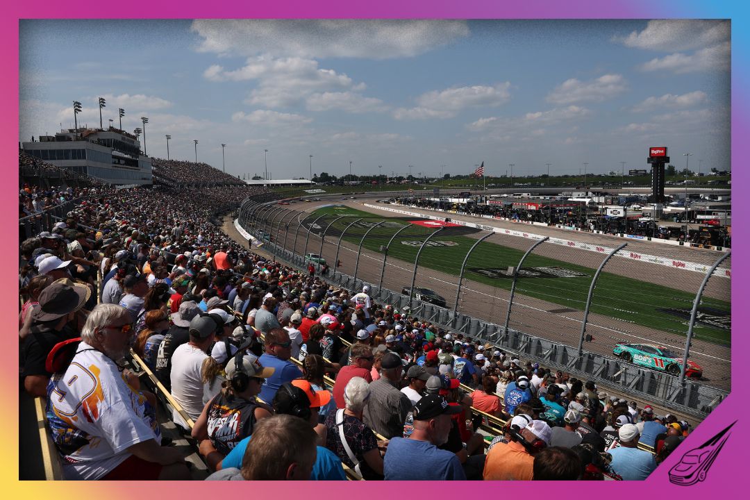 NEWTON, IOWA - AUGUST 03: A general view of racing from the grandstands during the NASCAR Cup Series Iowa Corn 350 Powered by Ethanol at Iowa Speedway on August 03, 2025 in Newton, Iowa. (Photo by Meg Oliphant/Getty Images)