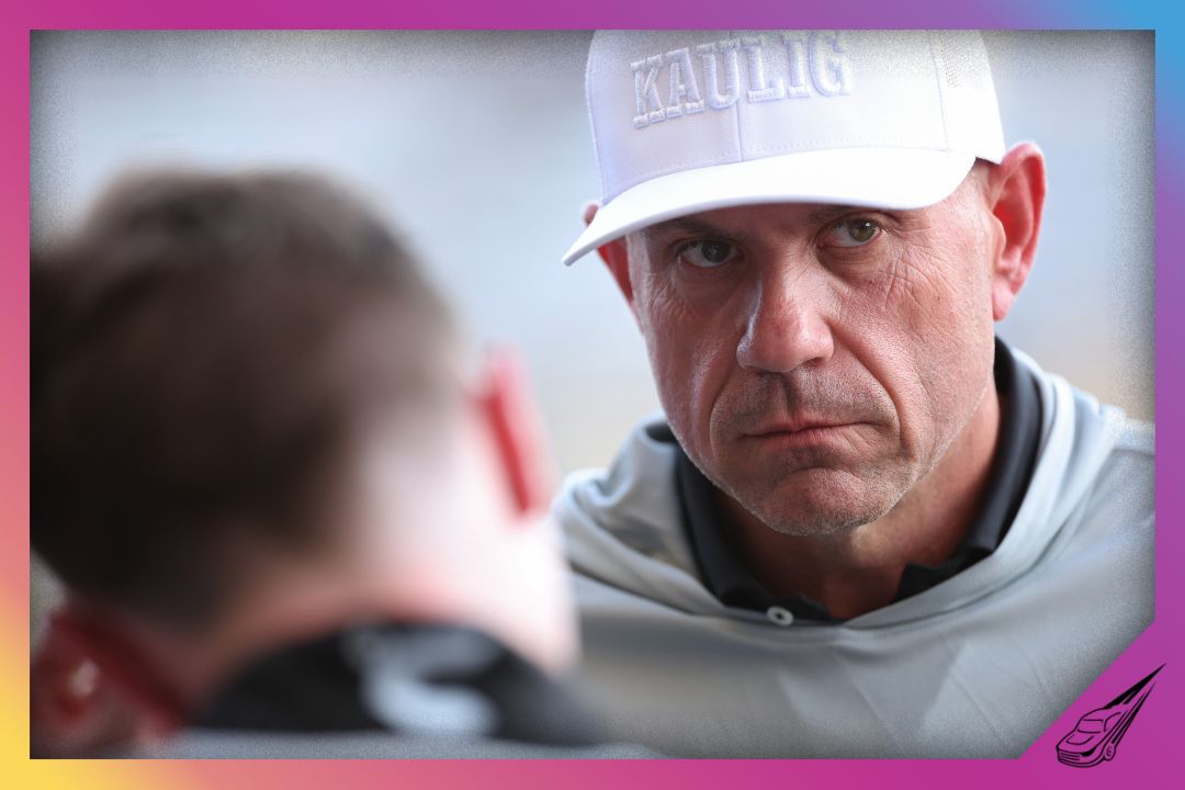 AUSTIN, TEXAS - FEBRUARY 28: Chris Rice, President of Kaulig Racing speaks to a driver on the grid during qualifying for the NASCAR Xfinity Series Focused Health 250 at Circuit of The Americas on February 28, 2025 in Austin, Texas. (Photo by James Gilbert/Getty Images)