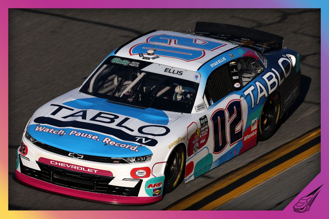 DAYTONA BEACH, FLORIDA - FEBRUARY 13: Ryan Ellis, driver of the #02 Tablo TV Chevrolet, drives during practice for the NASCAR O'Reilly Auto Parts Series United Rentals 300 at Daytona International Speedway on February 13, 2026 in Daytona Beach, Florida. (Photo by Chris Graythen/Getty Images)