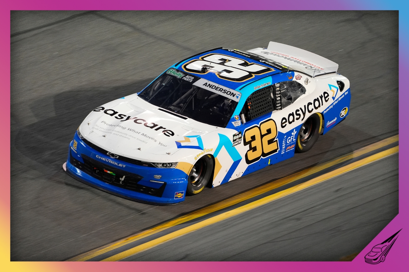 DAYTONA BEACH, FLORIDA - FEBRUARY 14: Jordan Anderson, driver of the #32 easycare Chevrolet, drives during the NASCAR O'Reilly Auto Parts Series United Rentals 300 at Daytona International Speedway on February 14, 2026 in Daytona Beach, Florida. (Photo by Patrick McDermott/Getty Images)