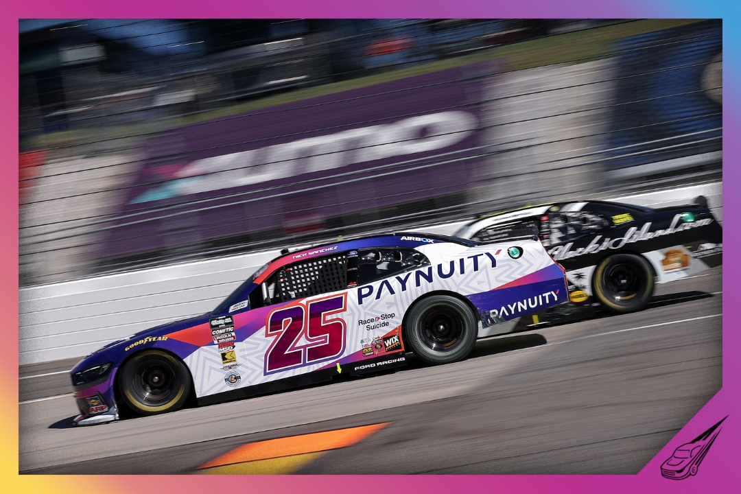 MARTINSVILLE, VIRGINIA - MARCH 28: Nick Sanchez, driver of the #25 Paynuity/Travel Curious Ford, during the NASCAR O'Reilly Auto Parts Series NFPA 250 at Martinsville Speedway on March 28, 2026 in Martinsville, Virginia. (Photo by David Jensen/Getty Images)