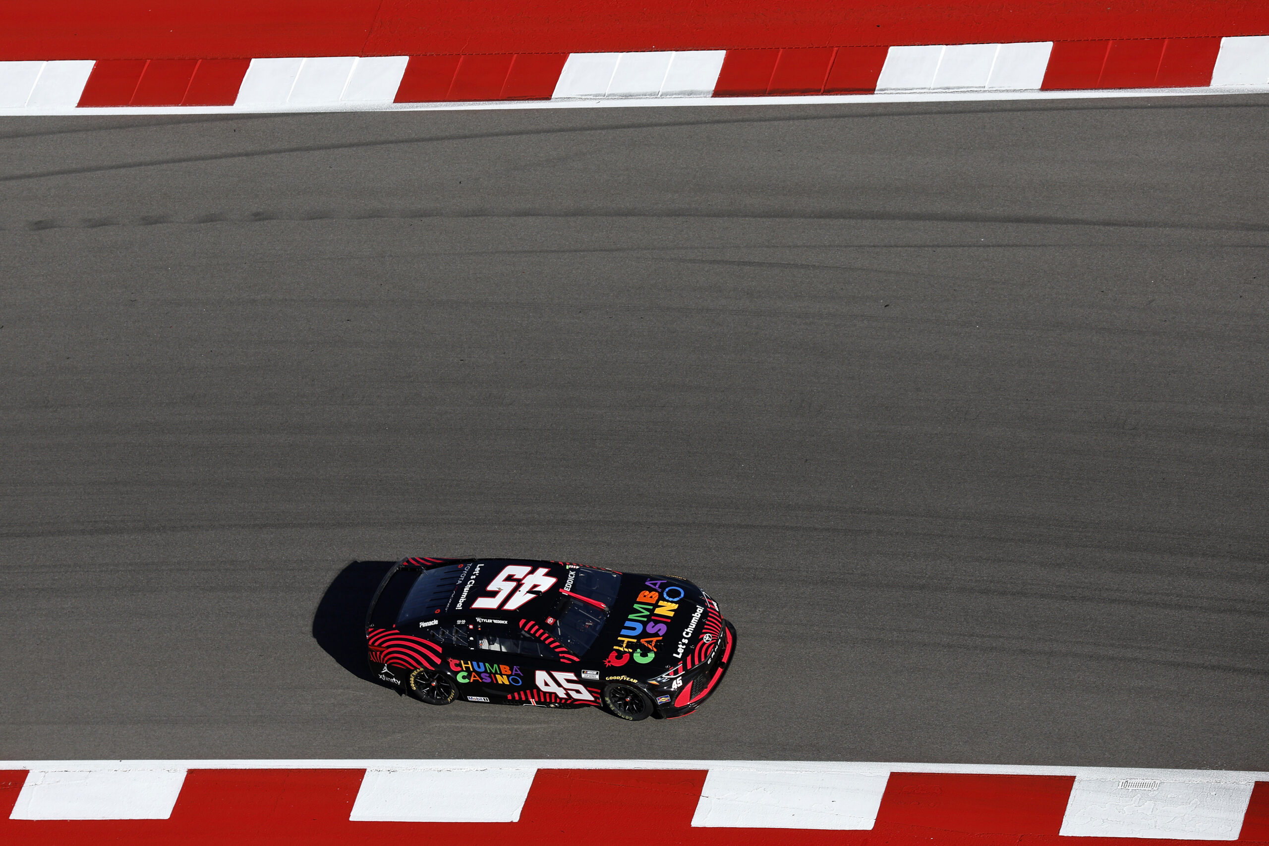 AUSTIN, TEXAS - MARCH 01: Tyler Reddick, driver of the #45 Chumba Casino Toyota, drives during the NASCAR Cup Series DuraMax Grand Prix Powered by RelaDyne at Circuit of The Americas on March 01, 2026 in Austin, Texas.