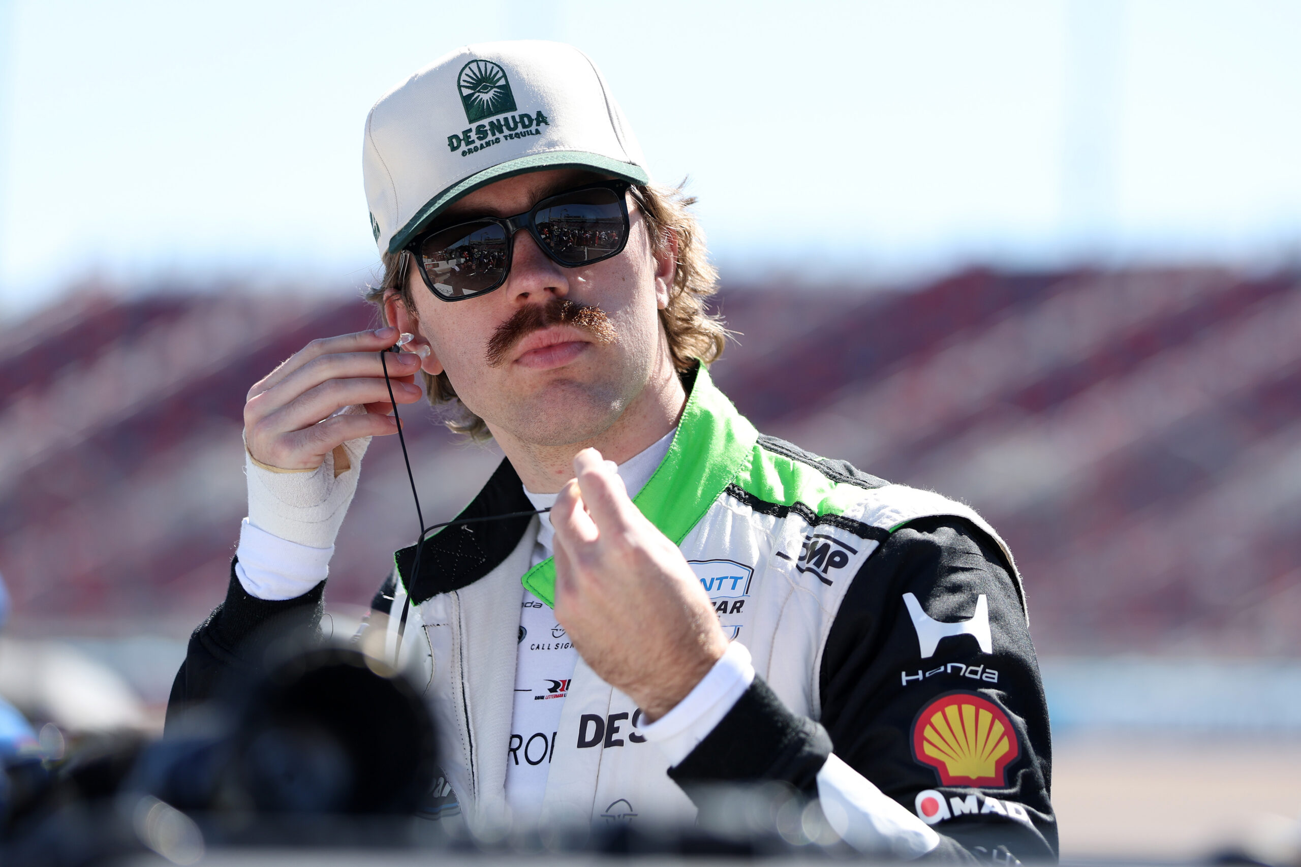 AVONDALE, ARIZONA - MARCH 06: Louis Foster, driver of the #45 Rahal Letterman Lanigan Racing Honda, prepares to drive prior to the NTT INDYCAR Series Good Ranchers 250 at Phoenix Raceway on March 06, 2026 in Avondale, Arizona.