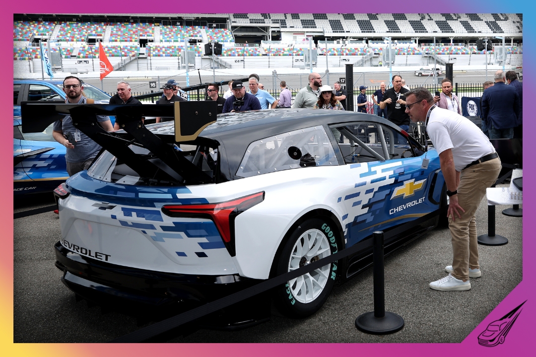 DAYTONA BEACH, FLORIDA - FEBRUARY 13: Chevrolet unveils new Blazer EV.R NASCAR prototype at Daytona International Speedway on February 13, 2025 in Daytona Beach, Florida. (Photo by James Gilbert/Getty Images)