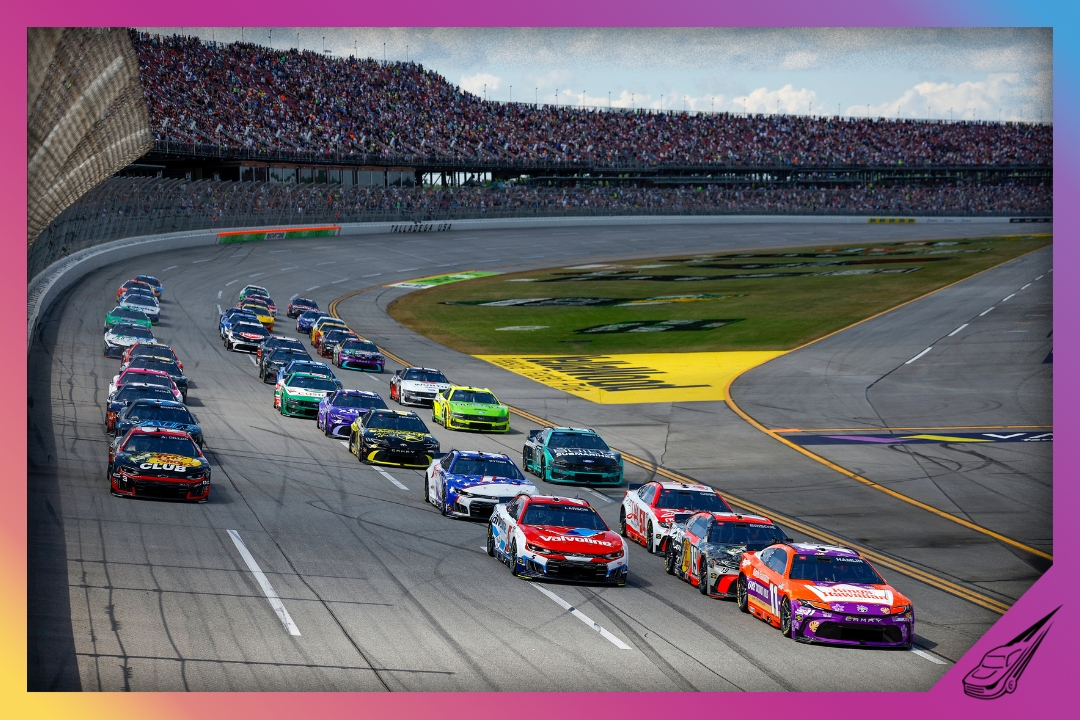 TALLADEGA, ALABAMA - APRIL 26: Denny Hamlin, driver of the #11 King's Hawaiian UBE Coconut Rolls Toyota, William Byron, driver of the #24 Phorm Energy Chevrolet, and Austin Dillon, driver of the #3 Bass Pro Shops/Winchester Long Beard XR Chevrolet, race during the NASCAR Cup Series Jack Link's 500 at Talladega Superspeedway on April 26, 2026 in Talladega, Alabama. (Photo by Sean Gardner/Getty Images)