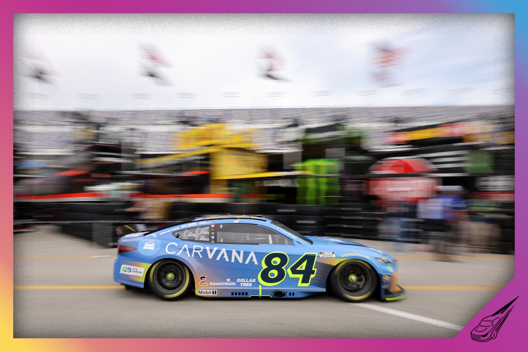 DAYTONA BEACH, FLORIDA - FEBRUARY 11: Jimmie Johnson, driver of the #84 Carvana Toyota, drives through the garage area during practice for the NASCAR Cup Series Daytona 500 at Daytona International Speedway on February 11, 2026 in Daytona Beach, Florida. (Photo by James Gilbert/Getty Images)