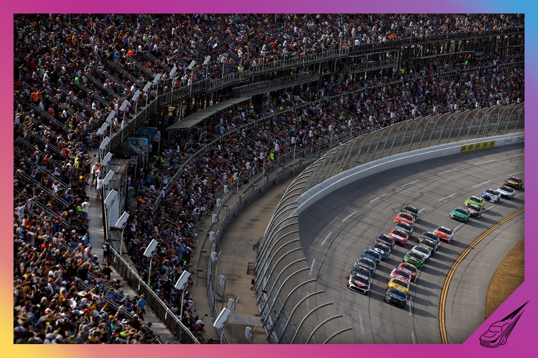 TALLADEGA, ALABAMA - APRIL 26: A general view of racing during the NASCAR Cup Series Jack Link's 500 at Talladega Superspeedway on April 26, 2026 in Talladega, Alabama. (Photo by Sean Gardner/Getty Images)