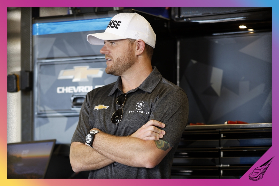 AUSTIN, TEXAS - MARCH 24: Trackhouse Racing team co-owner Justin Marks looks on in the garage area during practice for the NASCAR Cup Series EchoPark Automotive Grand Prix at Circuit of The Americas on March 24, 2023 in Austin, Texas. (Photo by Chris Graythen/Getty Images)
