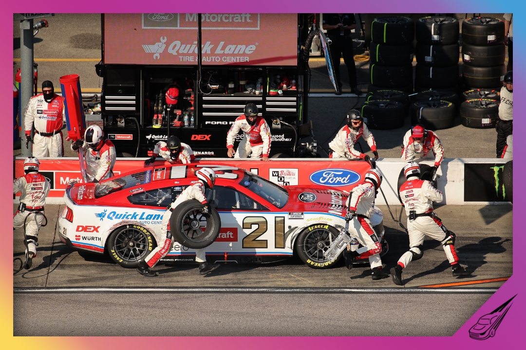 DARLINGTON, SOUTH CAROLINA - MARCH 22: Josh Berry, driver of the #21 Motorcraft/Quick Lane Ford, pits during the NASCAR Cup Series Goodyear 400 at Darlington Raceway on March 22, 2026 in Darlington, South Carolina. (Photo by Jonathan Bachman/Getty Images)