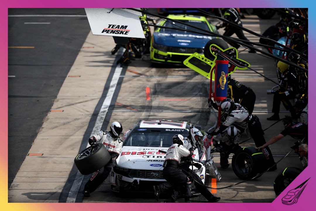 BRISTOL, TENNESSEE - APRIL 12: Ryan Blaney, driver of the #12 Discount Tire Ford, pits during the NASCAR Cup Series Food City 500 at Bristol Motor Speedway on April 12, 2026 in Bristol, Tennessee. (Photo by Chris Graythen/Getty Images)