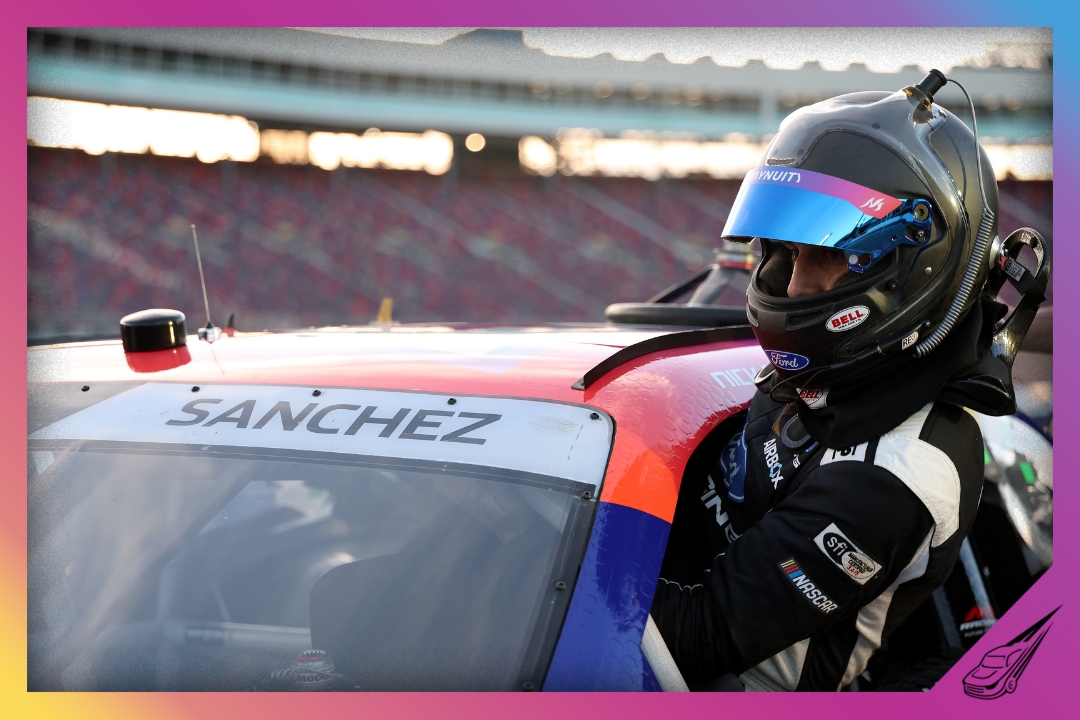 AVONDALE, ARIZONA - MARCH 06: Nick Sanchez, driver of the #25 Paynuity Ford, enters his car during qualifying for the NASCAR O'Reilly Auto Parts Series GOVX 200 at Phoenix Raceway on March 06, 2026 in Avondale, Arizona. (Photo by Meg Oliphant/Getty Images)