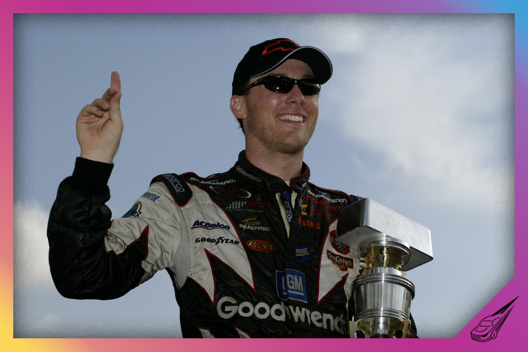 INDIANAPOLIS - AUGUST 3: Kevin Harvick driver of the #29 Richard Childress Racing GM Goodwrench Chevrolet celebrates after winning the NASCAR Winston Cup Brickyard 400 on August 3, 2003 at the Indianapolis Motor Speedway in Indianapolis, Indiana. (Photo by Robert Laberge/Getty Images)