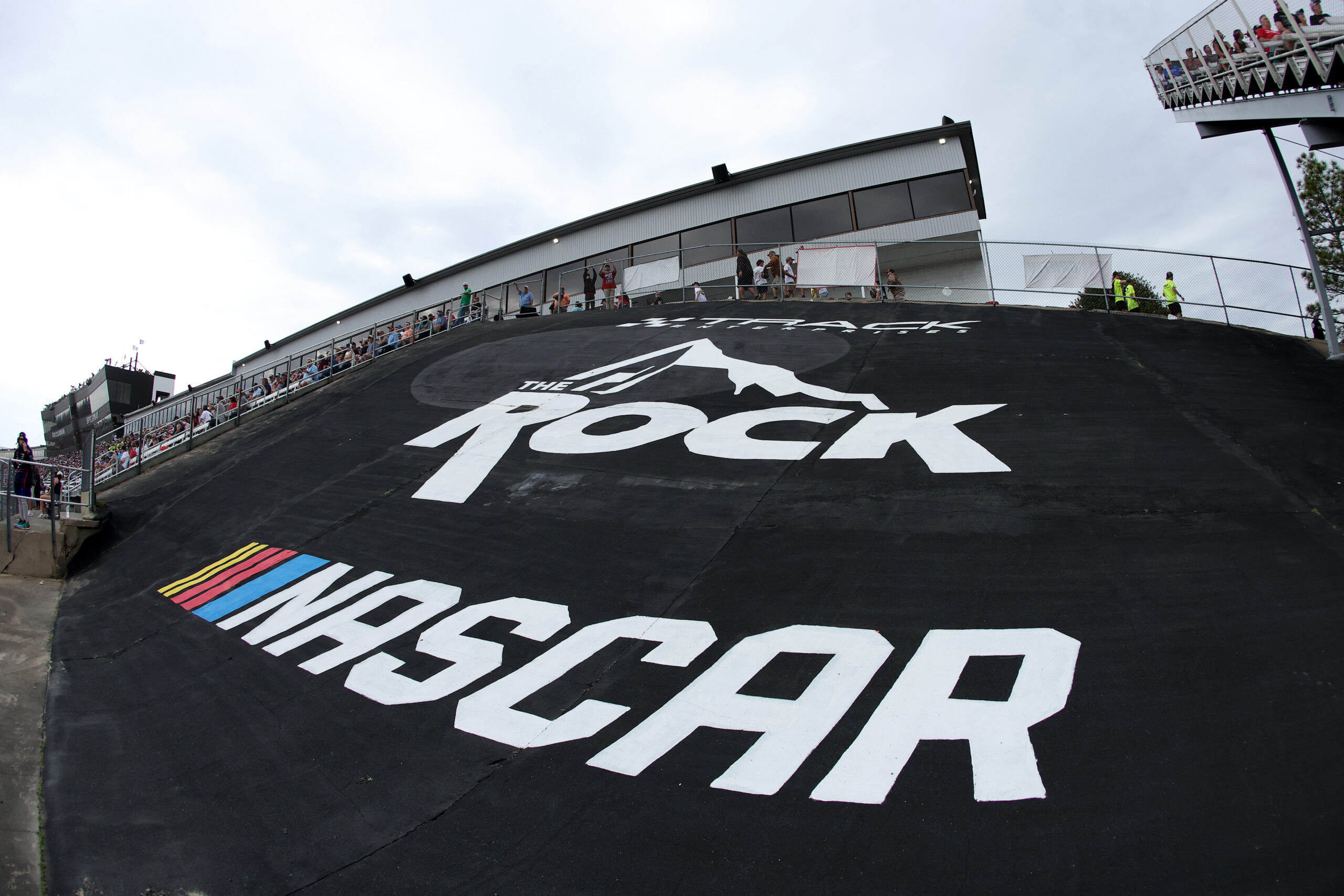 ROCKINGHAM, NORTH CAROLINA - APRIL 03: A general view of "The Rock" stencil during the NASCAR Craftsman Truck Series Black's Tire 200 at Rockingham Speedway on April 03, 2026 in Rockingham, North Carolina.