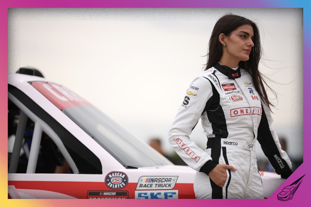 FORT WORTH, TEXAS - MAY 01: Toni Breidinger, driver of the #27 ONE/SIZE Beauty Chevrolet, looks on prior to practice for the NASCAR Craftsman Truck Series SpeedyCash.com 250 at Texas Motor Speedway on May 01, 2026 in Fort Worth, Texas. (Photo by James Gilbert/Getty Images)