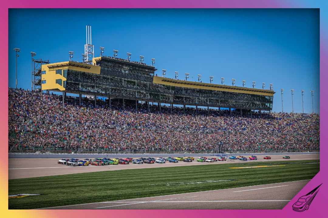 KANSAS CITY, KANSAS - APRIL 19: Denny Hamlin, driver of the #11 National Debt Relief Toyota and Tyler Reddick, driver of the #45 SupplyHouse Toyota lead the field during the NASCAR Cup Series AdventHealth 400 at Kansas Speedway on April 19, 2026 in Kansas City, Kansas. (Photo by David Jensen/Getty Images)