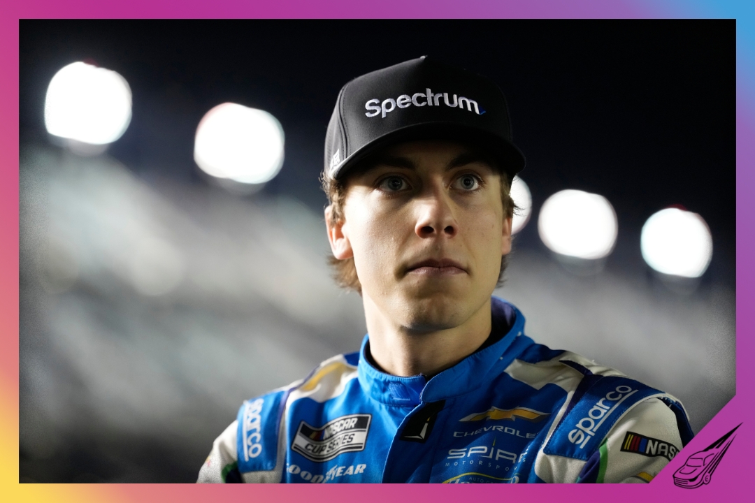 DAYTONA BEACH, FLORIDA - FEBRUARY 11: Carson Hocevar, driver of the #77 Spectrum Chevrolet, looks on during qualifying for the NASCAR Cup Series Daytona 500 at Daytona International Speedway on February 11, 2026 in Daytona Beach, Florida. (Photo by Patrick McDermott/Getty Images)