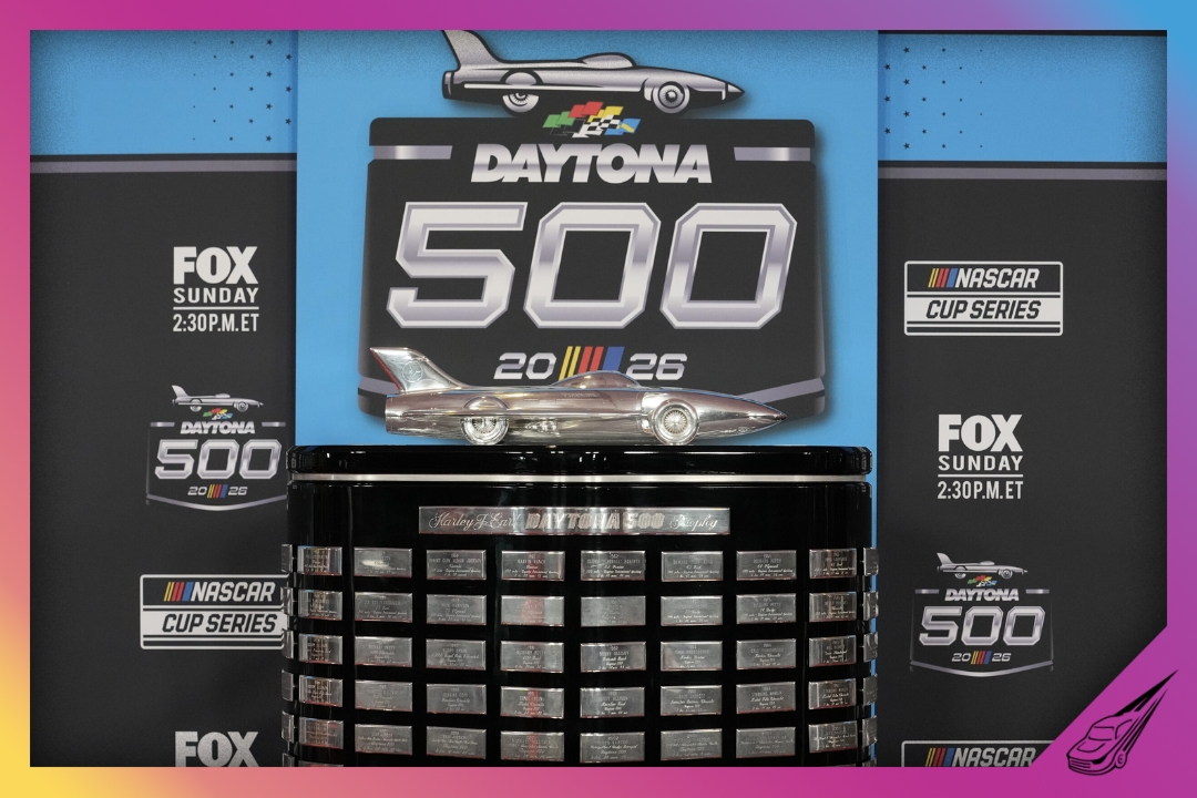 DAYTONA BEACH, FLORIDA - FEBRUARY 11: A general view of Harley J. Earl Trophy on display during Media Day for the NASCAR Cup Series Daytona 500 at Daytona International Speedway on February 11, 2026 in Daytona Beach, Florida.