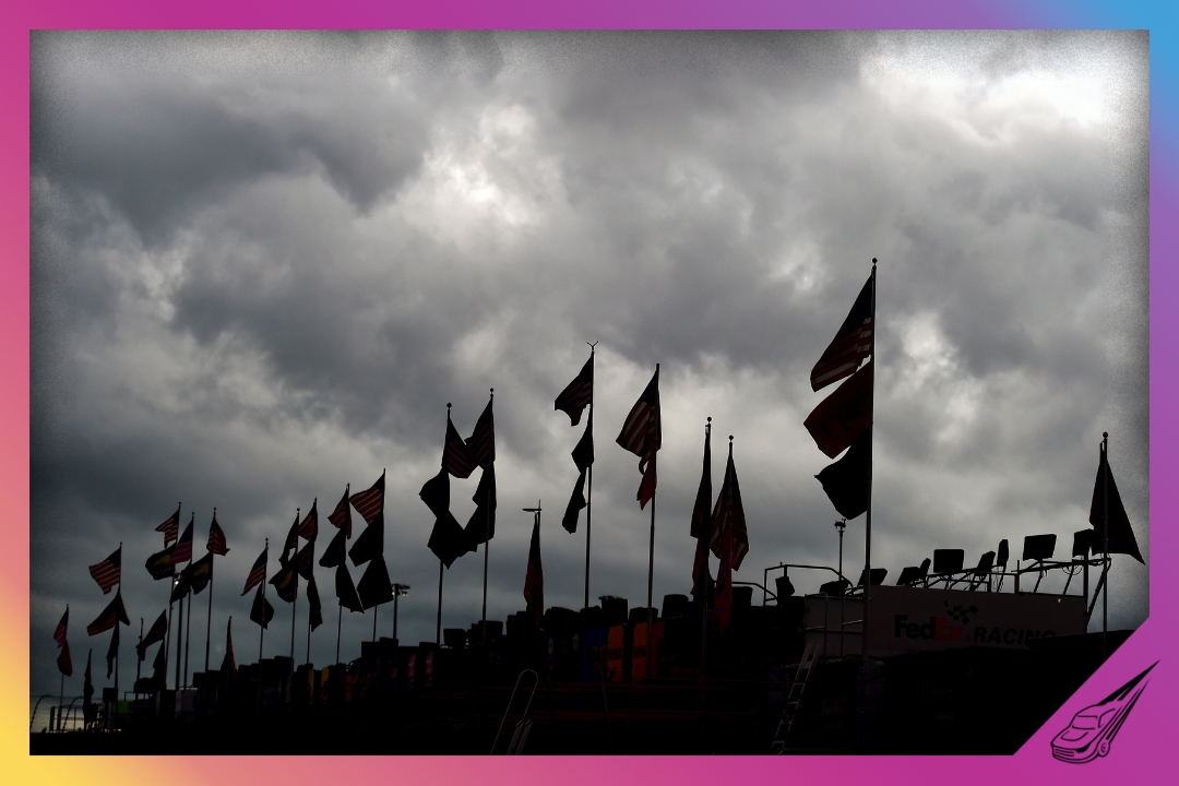 HOMESTEAD, FLORIDA - NOVEMBER 15: Storm clouds roll in over the garage area during practice for the Monster Energy NASCAR Cup Series Ford EcoBoost 400 at Homestead-Miami Speedway on November 15, 2019 in Homestead, Florida. (Photo by Jared C. Tilton/Getty Images)