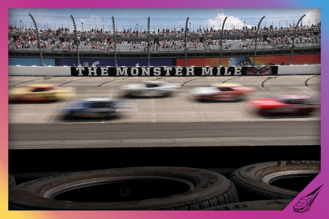 DOVER, DELAWARE - JULY 20: A general view of "The Monster Mile" wall stencil during the NASCAR Cup Series AutoTrader EchoPark Automotive 400 at Dover Motor Speedway on July 20, 2025 in Dover, Delaware. (Photo by Meg Oliphant/Getty Images)