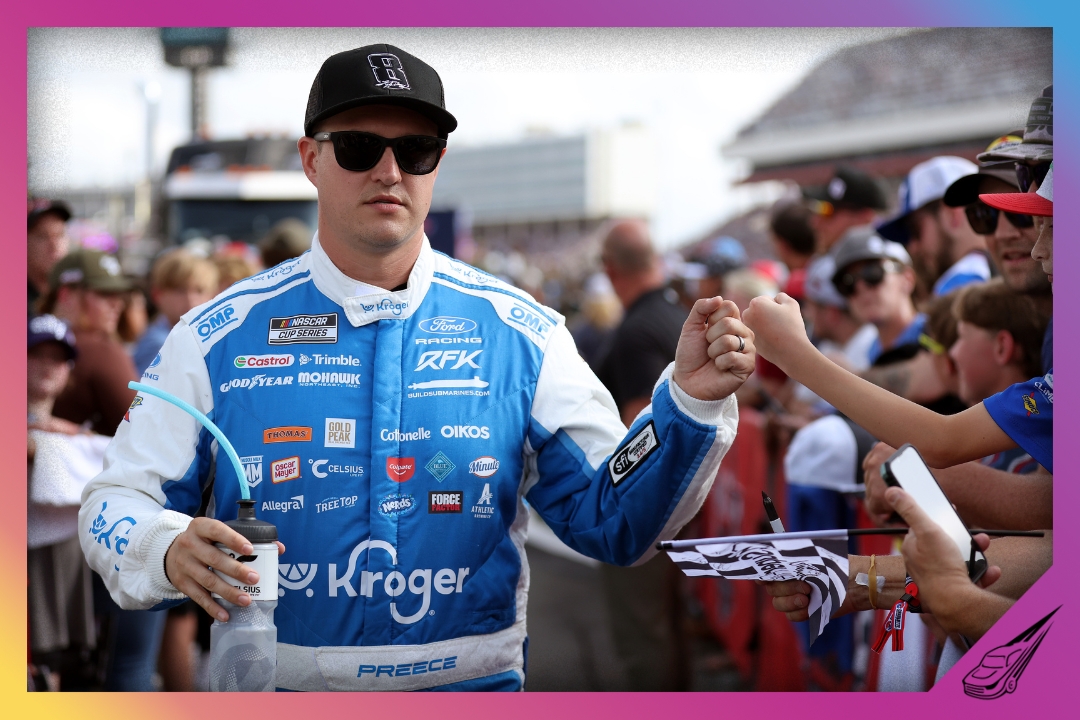 CONCORD, NORTH CAROLINA - MAY 24: Ryan Preece, driver of the #60 Kroger/SToK Ford, greets fans on the grid prior to the NASCAR Cup Series Coca-Cola 600 at Charlotte Motor Speedway on May 24, 2026 in Concord, North Carolina. (Photo by Krista Jasso/Getty Images)