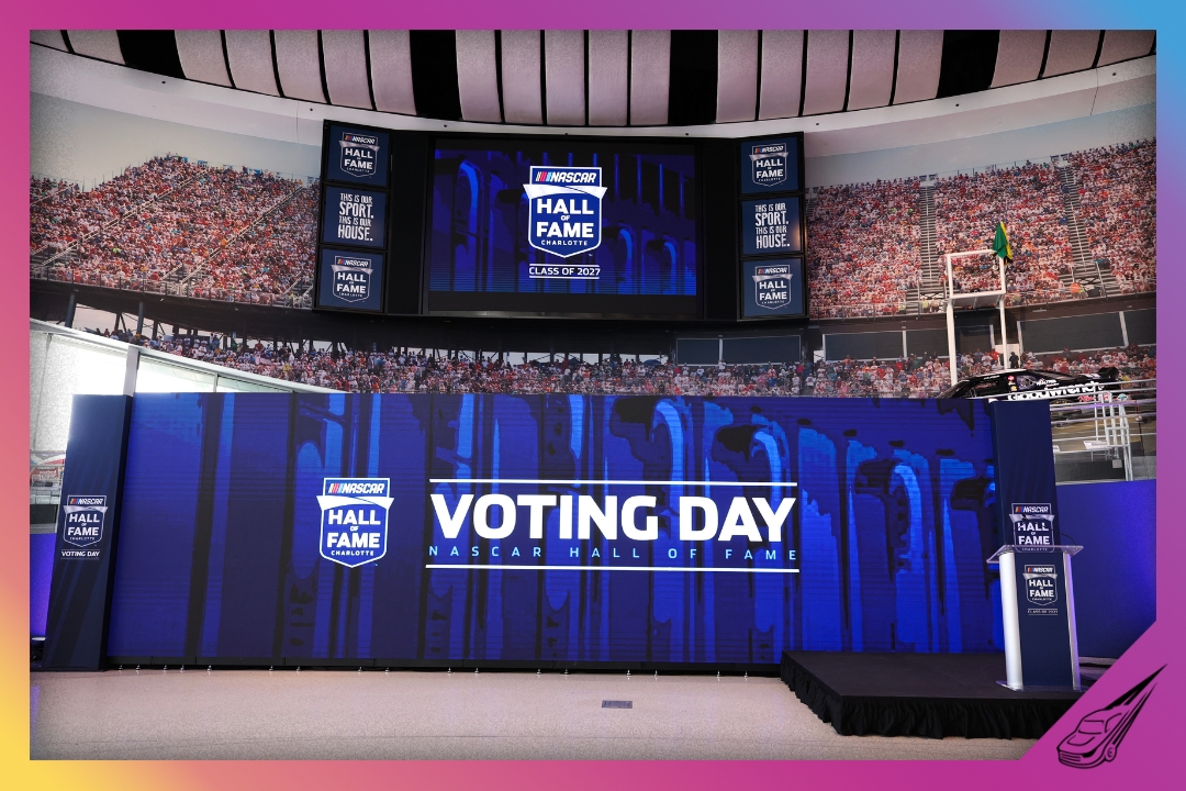 CHARLOTTE, NORTH CAROLINA - MAY 19: A general view of the stage during the NASCAR Hall of Fame Voting Day at Charlotte Convention Center on May 19, 2026 in Charlotte, North Carolina. (Photo by David Jensen/Getty Images)