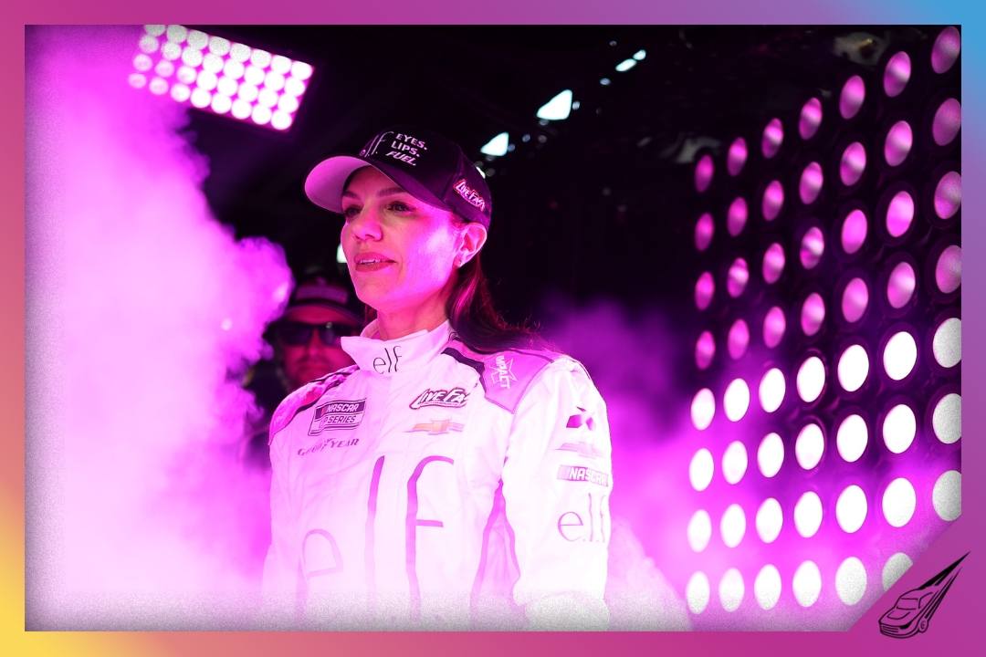 WATKINS GLEN, NEW YORK - MAY 10: Katherine Legge, driver of the #78 e.l.f. Chevrolet, waits backstage during pre-race ceremonies prior to the NASCAR Cup Series Go Bowling at The Glen at Watkins Glen International on May 10, 2026 in Watkins Glen, New York. (Photo by Chris Graythen/Getty Images)