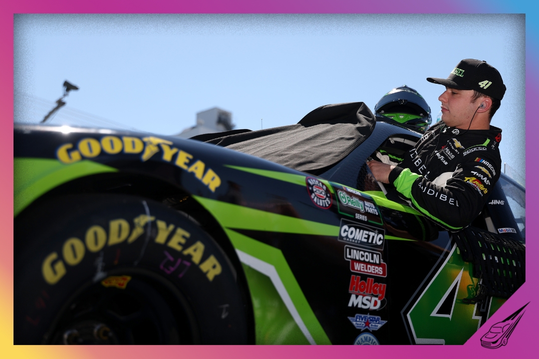 DOVER, DELAWARE - MAY 16: Sam Mayer, driver of the #41 Audibel Chevrolet, enters his car during qualifying for the NASCAR O'Reilly Auto Parts Series BetRivers 200 at Dover Motor Speedway on May 16, 2026 in Dover, Delaware. (Photo by Meg Oliphant/Getty Images)