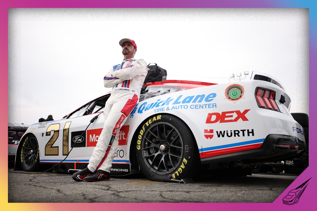WINSTON SALEM, NORTH CAROLINA - FEBRUARY 04: Josh Berry, driver of the #21 Motorcraft/Quick Lane Ford, looks on during practice for the Cook Out Clash at Bowman Gray Stadium on February 04, 2026 in Winston Salem, North Carolina. (Photo by Jonathan Bachman/Getty Images)