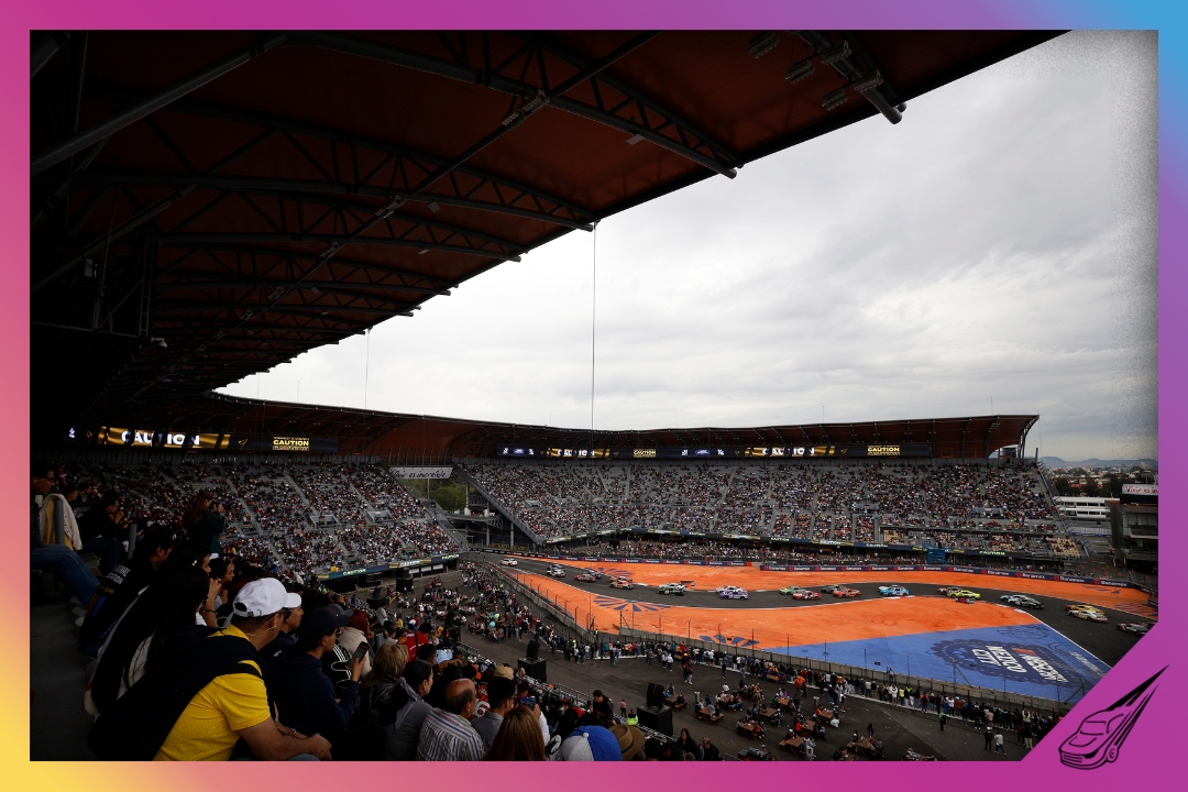 MEXICO CITY, MEXICO - JUNE 15: A general view of racing from the grandstands during the NASCAR Cup Series Viva Mexico 250 at Autodromo Hermanos Rodriguez on June 15, 2025 in Mexico City, Mexico. (Photo by Sean Gardner/Getty Images)