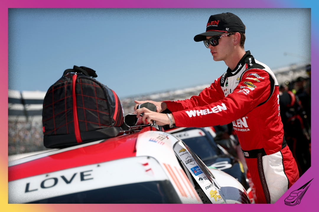 DOVER, DELAWARE - MAY 16: Jesse Love, driver of the #2 Whelen Chevrolet, prepares for the NASCAR O'Reilly Auto Parts Series BetRivers 200 at Dover Motor Speedway on May 16, 2026 in Dover, Delaware. (Photo by Meg Oliphant/Getty Images)