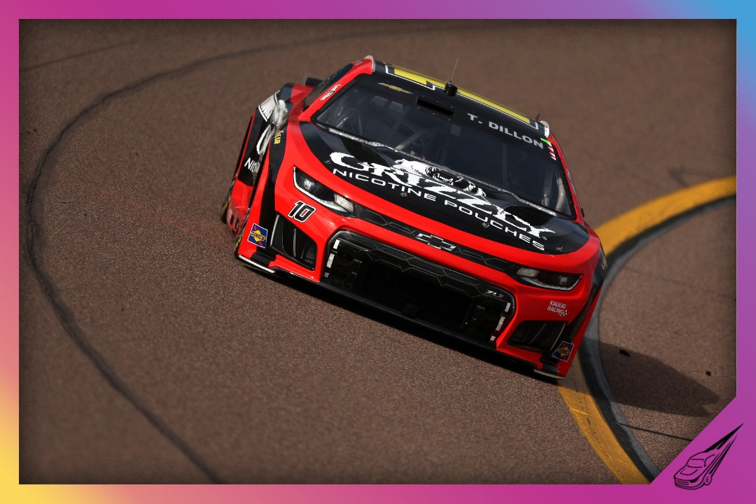 AVONDALE, ARIZONA - MARCH 07: Ty Dillon, driver of the #10 Grizzly Nicotine Pouches Chevrolet, drives during practice for the NASCAR Cup Series Straight Talk Wireless 500 at Phoenix Raceway on March 07, 2026 in Avondale, Arizona. (Photo by Meg Oliphant/Getty Images)