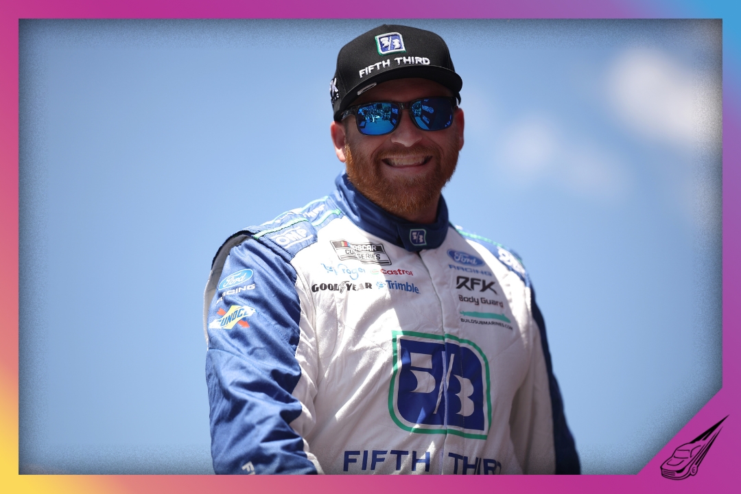 FORT WORTH, TEXAS - MAY 03: Chris Buescher, driver of the #17 Fifth Third Ford, is introduced prior to the NASCAR Cup Series Würth 400 presented by LIQUI MOLY at Texas Motor Speedway on May 03, 2026 in Fort Worth, Texas. (Photo by James Gilbert/Getty Images)