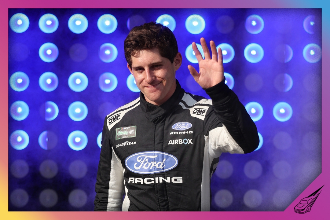 DARLINGTON, SOUTH CAROLINA - MARCH 21: Nick Sanchez, driver of the #25 Paynuity/Travel Curious Ford, waves to fans as he walks onstage during driver intros prior to the NASCAR O'Reilly Auto Parts Series Sport Clips Haircuts VFW Help a Hero 200 at Darlington Raceway on March 21, 2026 in Darlington, South Carolina. (Photo by David Jensen/Getty Images)