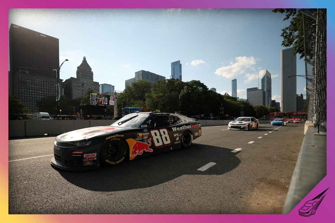 CHICAGO, ILLINOIS - JULY 05: Connor Zilisch, driver of the #88 Red Bull/WeatherTech Chevrolet, drives during the NASCAR Xfinity Series The Loop 110 at Chicago Street Course on July 05, 2025 in Chicago, Illinois. (Photo by Chris Graythen/Getty Images)