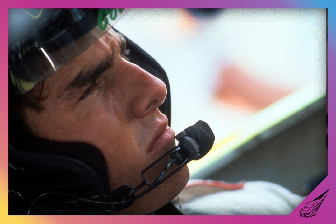 Tom Cruise at the racetrack ready to drive in a scene from the film 'Days of Thunder', 1990. (Photo by Paramount Pictures/Getty Images)