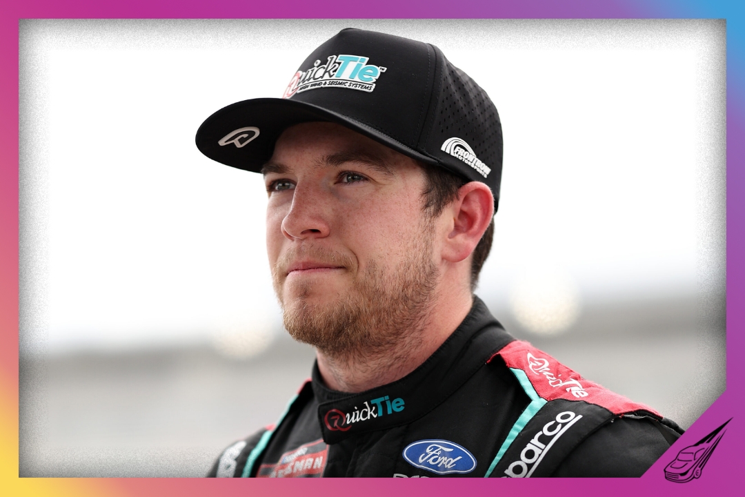 ROCKINGHAM, NORTH CAROLINA - APRIL 03: Chandler Smith, driver of the #38 QuickTie Ford, looks on during qualifying for the NASCAR Craftsman Truck Series Black's Tire 200 at Rockingham Speedway on April 03, 2026 in Rockingham, North Carolina. (Photo by Meg Oliphant/Getty Images)