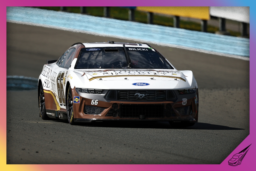 WATKINS GLEN, NEW YORK - MAY 10: Josh Bilicki, driver of the #66 Southern Tier Security Ford, drives during the NASCAR Cup Series Go Bowling at The Glen at Watkins Glen International on May 10, 2026 in Watkins Glen, New York. (Photo by Chris Graythen/Getty Images)