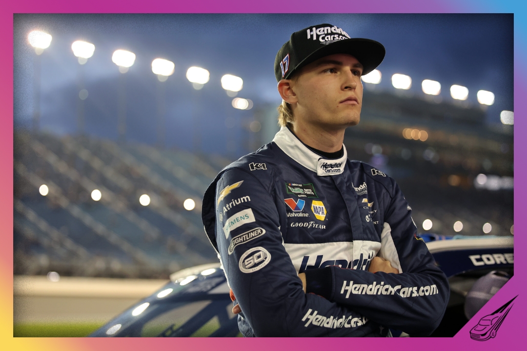 JOLIET, ILLINOIS - JULY 04: Corey Day, driver of the #17 HendrickCars.com Chevrolet, looks on prior to the NASCAR O'Reilly Auto Parts Series Cuervo 300 at Chicagoland Speedway on July 04, 2026 in Joliet, Illinois. (Photo by Jonathan Bachman/Getty Images)